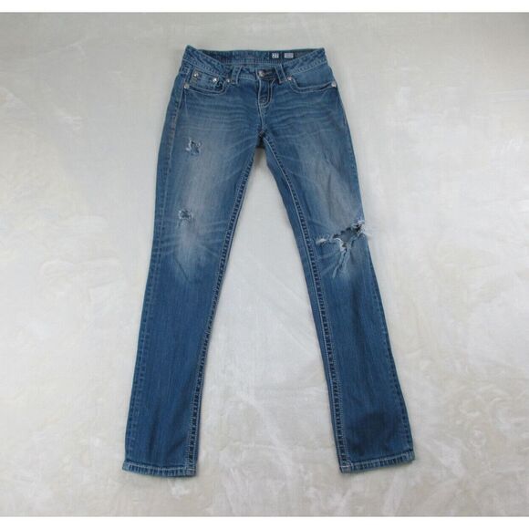 Miss Me Pants Womens 27 Blue Denim Jeans Distressed‎ Signature Straight 27X32* - Picture 1 of 16